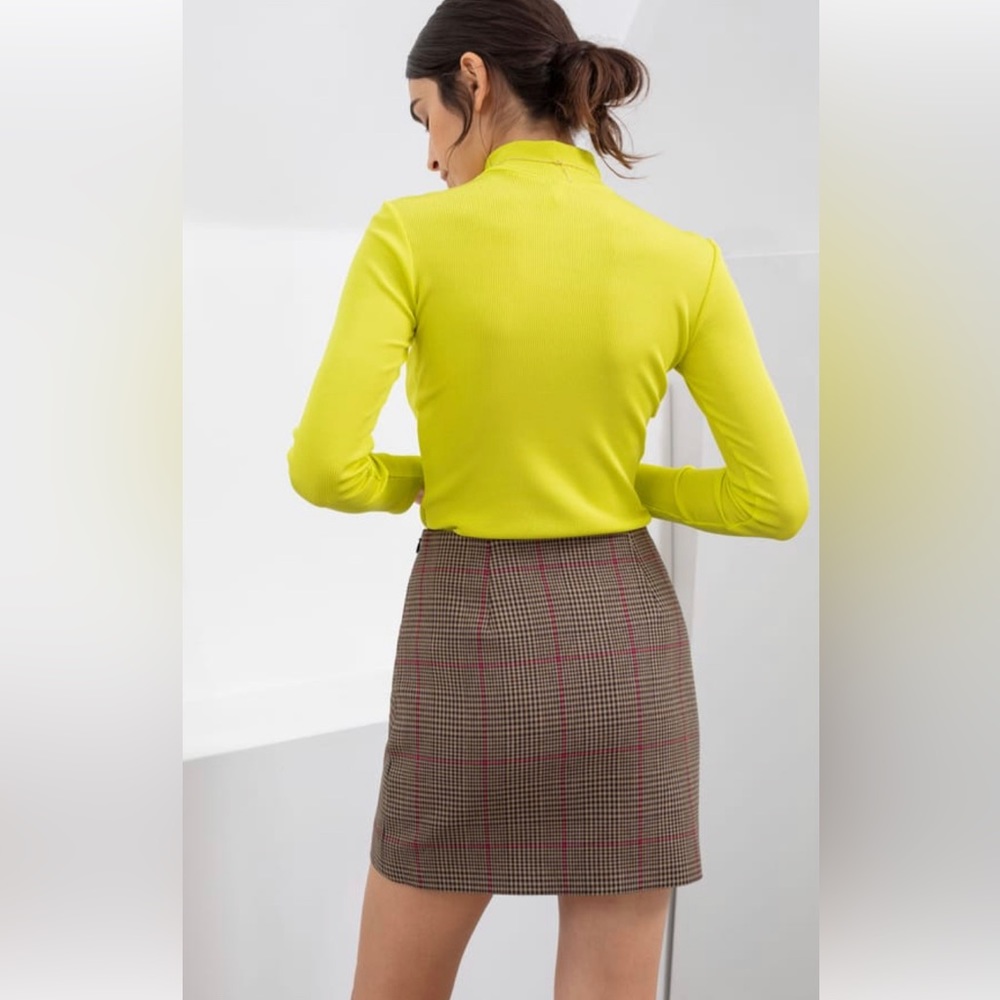 Other Stories Brown and Pink Plaid Skirt